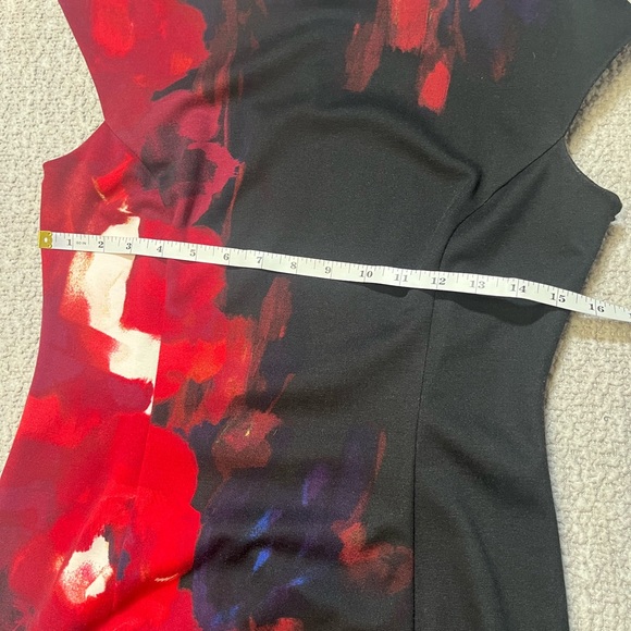 INC International Concepts Dress SZ 4 Black Red Abstract Floral Print Sheath - Picture 12 of 14